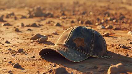 Faded Baseball Cap on Desert Road