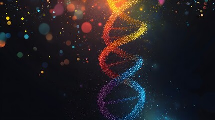 Poster - Colorful DNA Double Helix with Sparkly Background