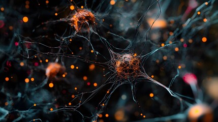 Poster - A Neuron Cell with Interconnected Dendrites and Axons