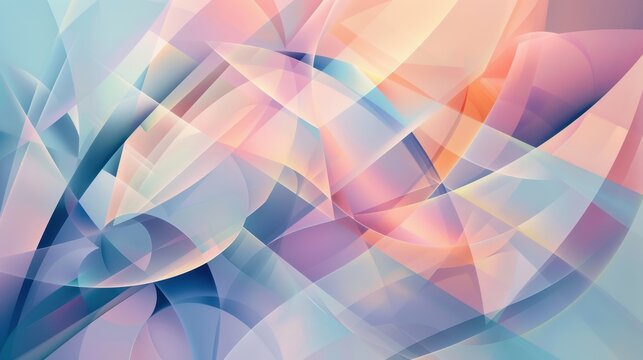 Abstract geometric background with overlapping lines and shapes, creating a sense of depth and movement in soft pastel tones