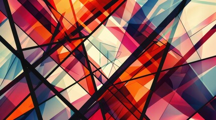 Poster - Abstract geometric pattern with sharp angles and intersecting lines, creating a dynamic and modern visual effect