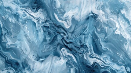 Wall Mural - An abstract pattern of blue marble with swirls of white and grey, creating a calming and serene background