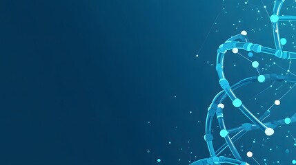Poster - Abstract Blue DNA Structure with Connected Dots on a Dark Background