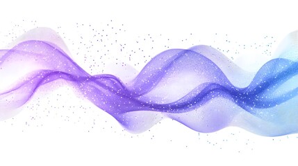 Poster - abstract purple and blue wavy lines with scattered dots