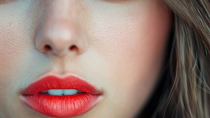 Wall Mural - A woman with red lipstick and a red nose