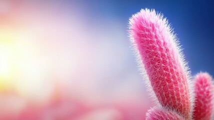 Wall Mural - A close up of a pink flower with a blue background