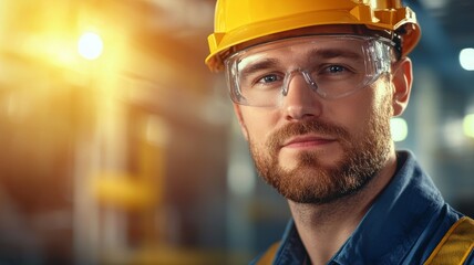 A man wearing a yellow hard hat