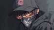 © atar - Anime character wearing a cap, glasses, and face mask, streetwear fashion