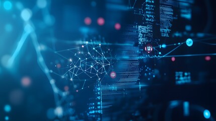 Poster - Abstract Digital Network with Glowing Lines and Data