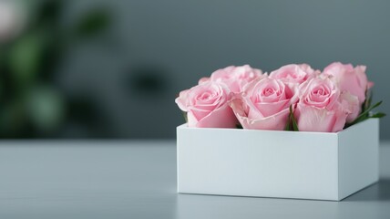 Poster - A white box with pink roses in it