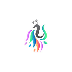 Wall Mural - Peacock logo with colorful gradient design style