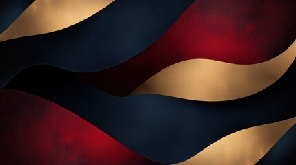 Gold and black background with red waves. The gold and black colors are bold and the red waves add a sense of movement and energy to the image. Scene is dynamic and eye-catching