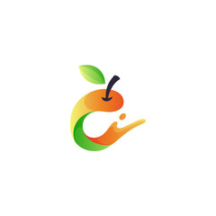 Wall Mural - Orange fruit logo with colorful 3d design style splash combination