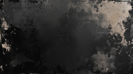 Poster - Black and white photo of a wall with a lot of paint splatters. Scene is chaotic and messy