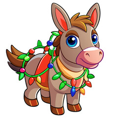  Festive Donkey: A cheerful donkey decked out in colorful Christmas lights, perfect for spreading holiday cheer.  