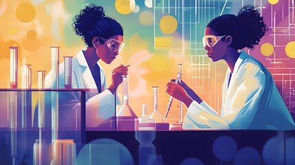 Poster - Two Black Female Scientists Working in a Laboratory Setting