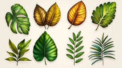 Canvas Print - A set of leafy plants with a variety of colors and shapes