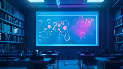 Poster - A Dark Classroom with a Projection of a Molecular Structure