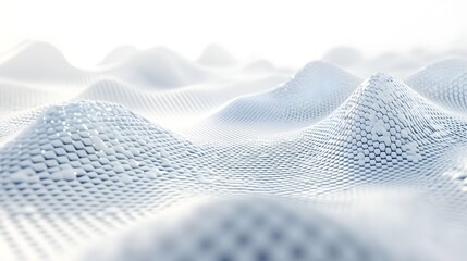 Poster - Abstract White Hexagon Patterned Surface with Wavy Terrain