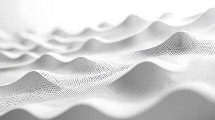 Abstract White Wavy Surface with Geometric Pattern