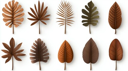 Wall Mural - A collection of brown and orange leaves with varying shapes and sizes