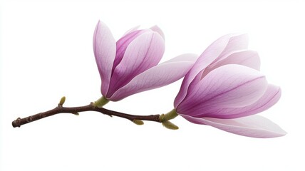 Two pink flowers are on a white background