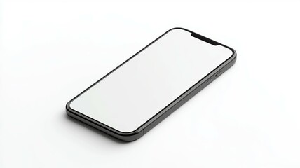 A black and white cell phone with a white screen