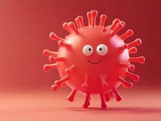 Wall Mural - Cute Cartoon Coronavirus Illustration, Funny and Friendly Design