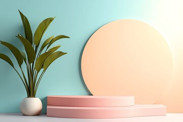 Aufkleber - A minimalist digital art piece with soft pastel colors, focusing on simple shapes and clean lines for a modern aesthetic