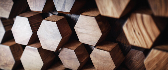 Wall Mural - Wooden Hexagon Wall Pattern