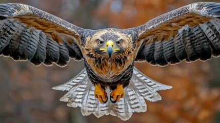 Sticker - Golden Eagle in Flight with Spread Wings Close Up