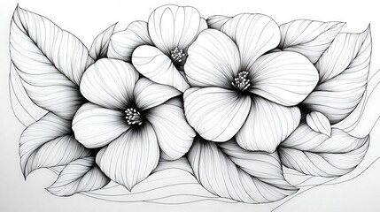 Poster - Line Art Flower Drawing  Floral Illustration  Black and White Flower  Botanical Art  Abstract Flower  Minimalist Floral Design  Nature Illustration