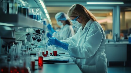 Poster - A Female Scientist Working with Test Tubes in a Laboratory Setting