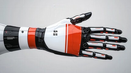 Canvas Print - Futuristic Robotic Hand with Open Palm Gesture