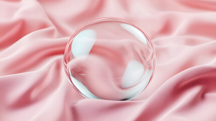 Wall Mural - Close up of Water bubble cleans Macro fabric fiber of cloth, 3d rendering. concept creative