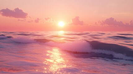 Wall Mural - Pink Sunset over the Ocean