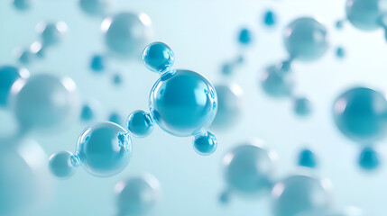 Wall Mural - Cosmetic Essence, Blue Molecule in Liquid bubble, cosmetic concept background, 3d animation concept creative