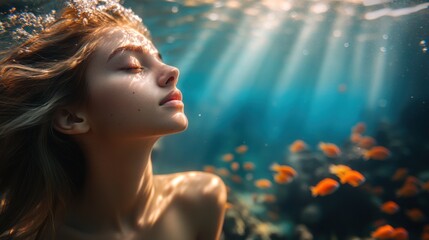 Wall Mural - Underwater Beauty with Golden Light