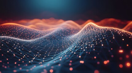 Poster - Abstract Digital Network with Glowing Nodes and Lines