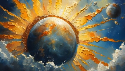 Wall Mural - Celestial Masterpiece: Sunlit Creativity in a Detailed Artistic Expression of the Universe