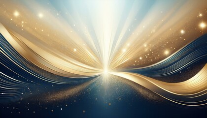 Wall Mural - Elegant abstract design with sweeping curves of blue and gold. Ideal for corporate branding, digital backgrounds, or sophisticated visual presentations.