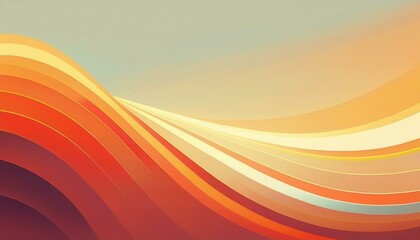 Wall Mural - A colorful abstract image with flowing layers of orange, red, and yellow waves creating a sense of movement. Perfect for modern, artistic, and creative design projects or backgrounds.