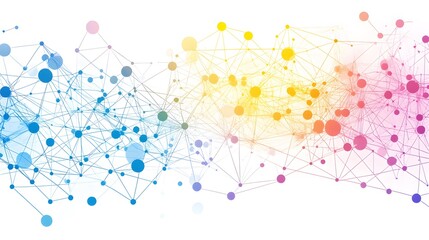 Poster - Abstract Colorful Network of Interconnected Circles and Lines