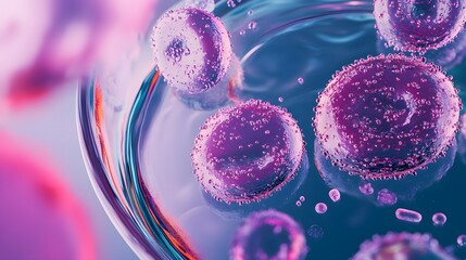 Poster - Close-up of Pink and Purple Cells in a Petri Dish