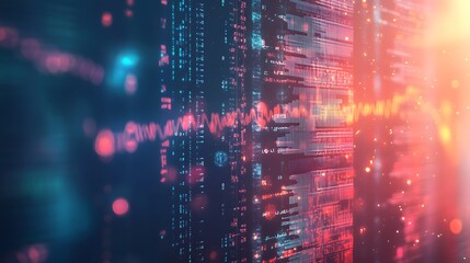Poster - Abstract Digital Data Stream with Red and Blue Lights