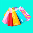 © farid - Shopping bag icon symbol. Vector shopping bag Icon. 3d shopping bag icon. Vector render discount illustration. Sale concept