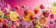 © Indigo Studio - A vibrant mix of fresh fruit floating in a pink liquid, creating an effervescent and colorful display.