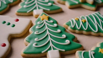 christmas tree decorated sugar cookies