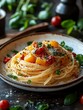 © Jack - Pasta Made from Insect Flour: A plate of spaghetti made from cricket flour, served with a colorful vegetable sauce.
