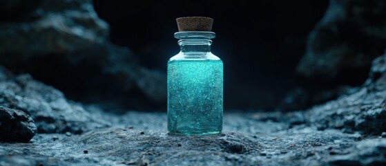 Sticker - Glowing magical potion in a glass bottle